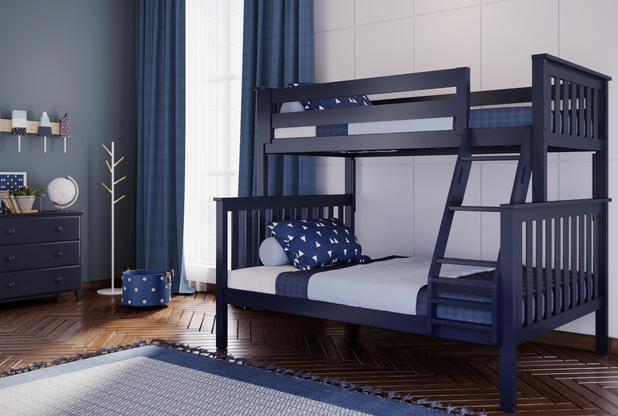 Jackpot Kids Bunk Beds Kent 131 Kent Twin Full Bunk Bed in Blue w Angle Ladder Belfort Furniture Bunk Beds